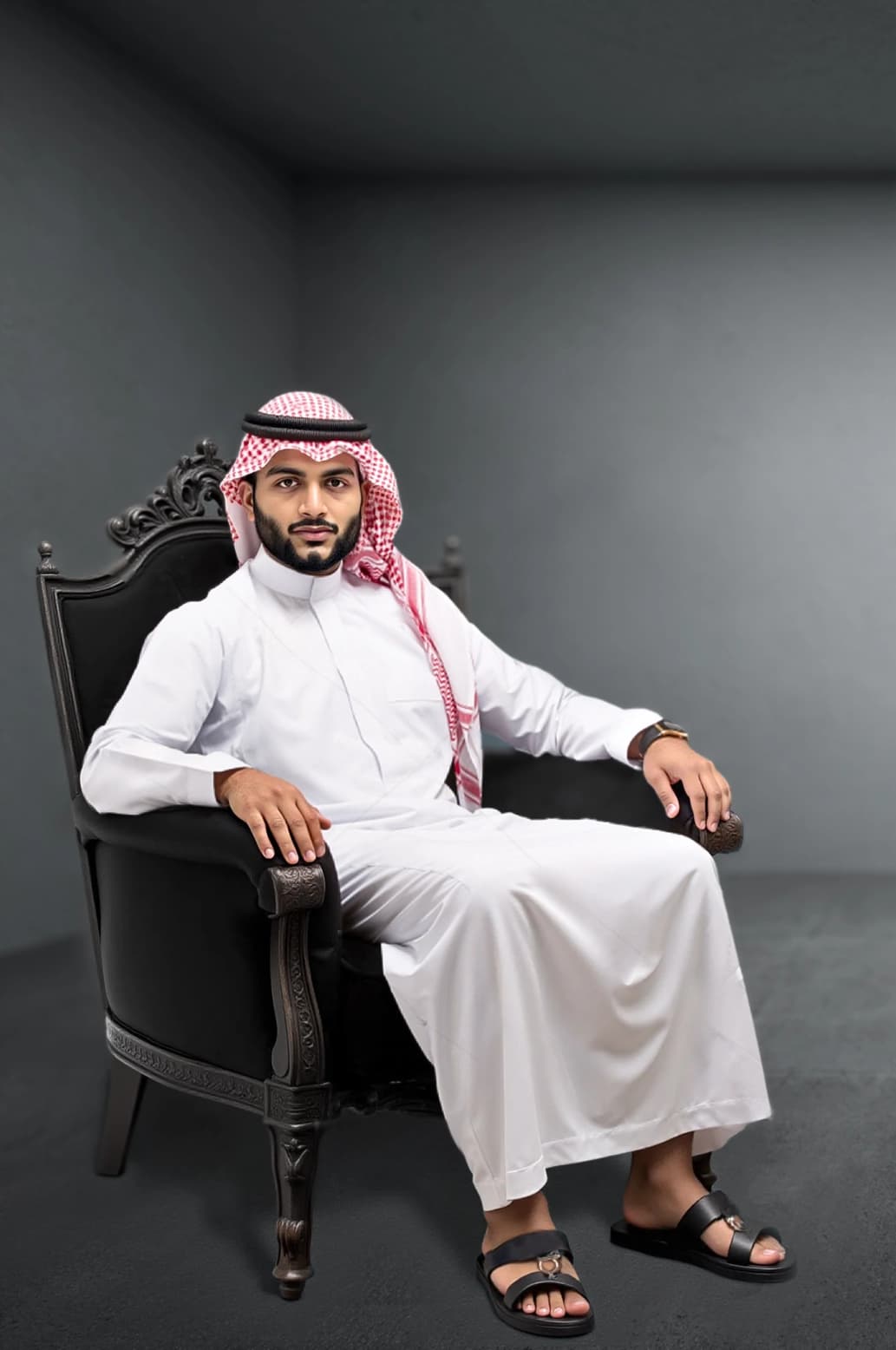 ثوب سعودي أبيض | من شباب اليولة بقماش ياباني فاخر – إصدار إيليت - 3