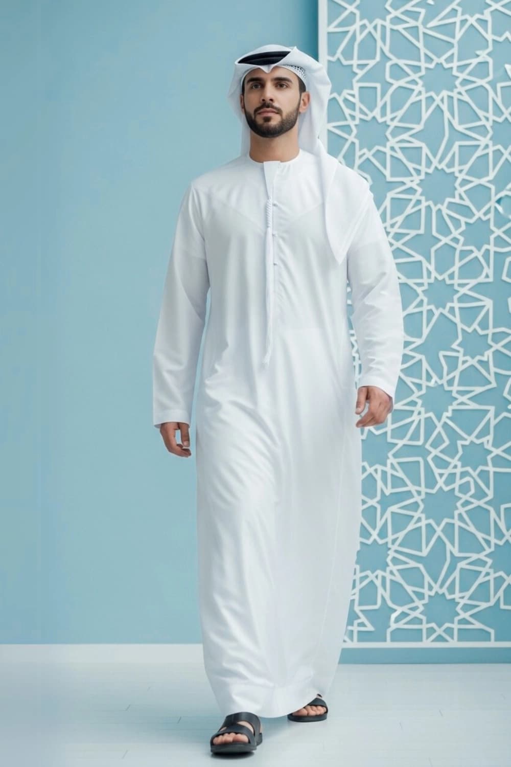 كندورة إماراتية بيضاء | من شباب اليولة بقماش ياباني فاخر - الإصدار الأول - 1