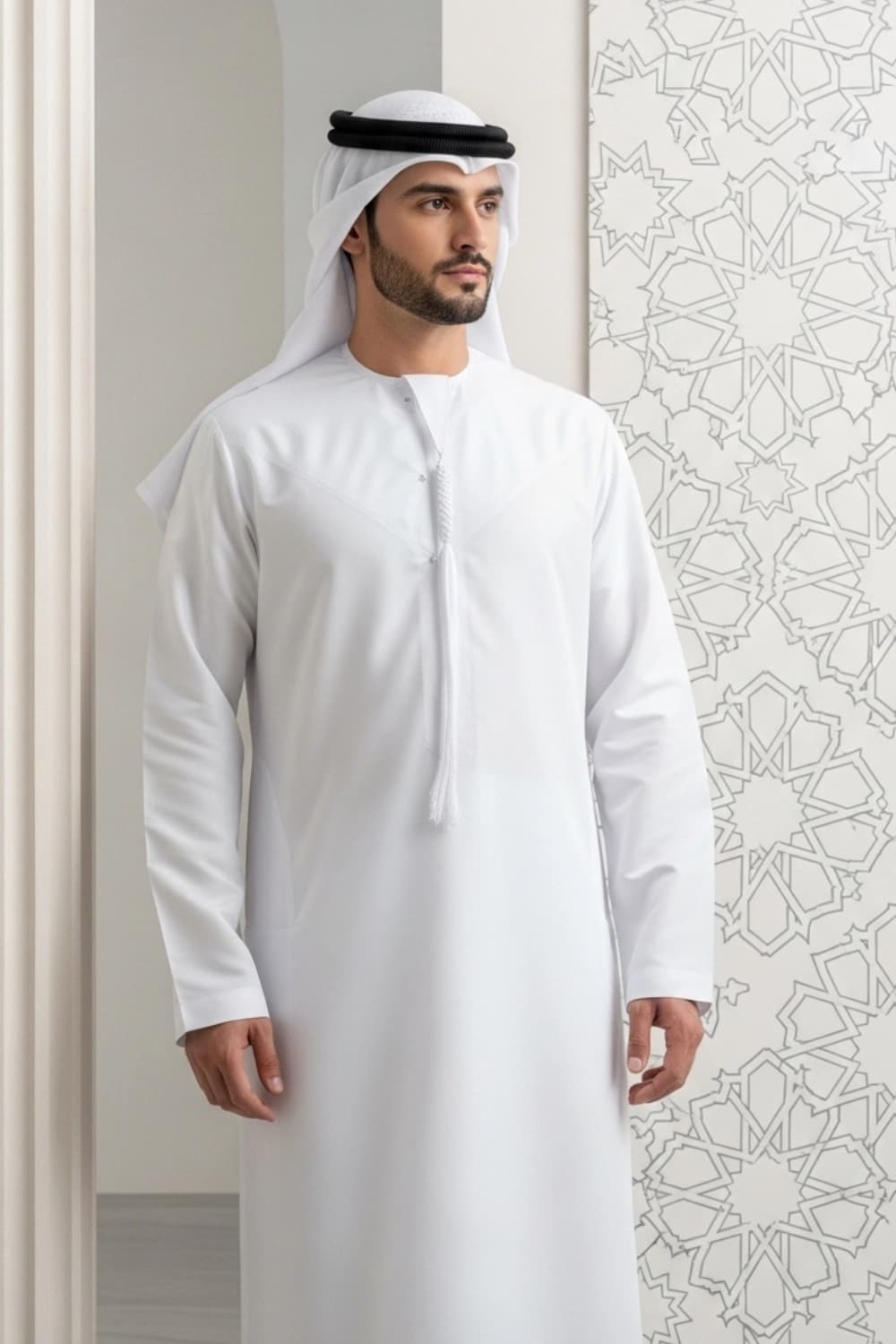 كندورة باللون الأبيض | من شباب اليولة بأجود الأقمشة - إصدار إيليت - 4