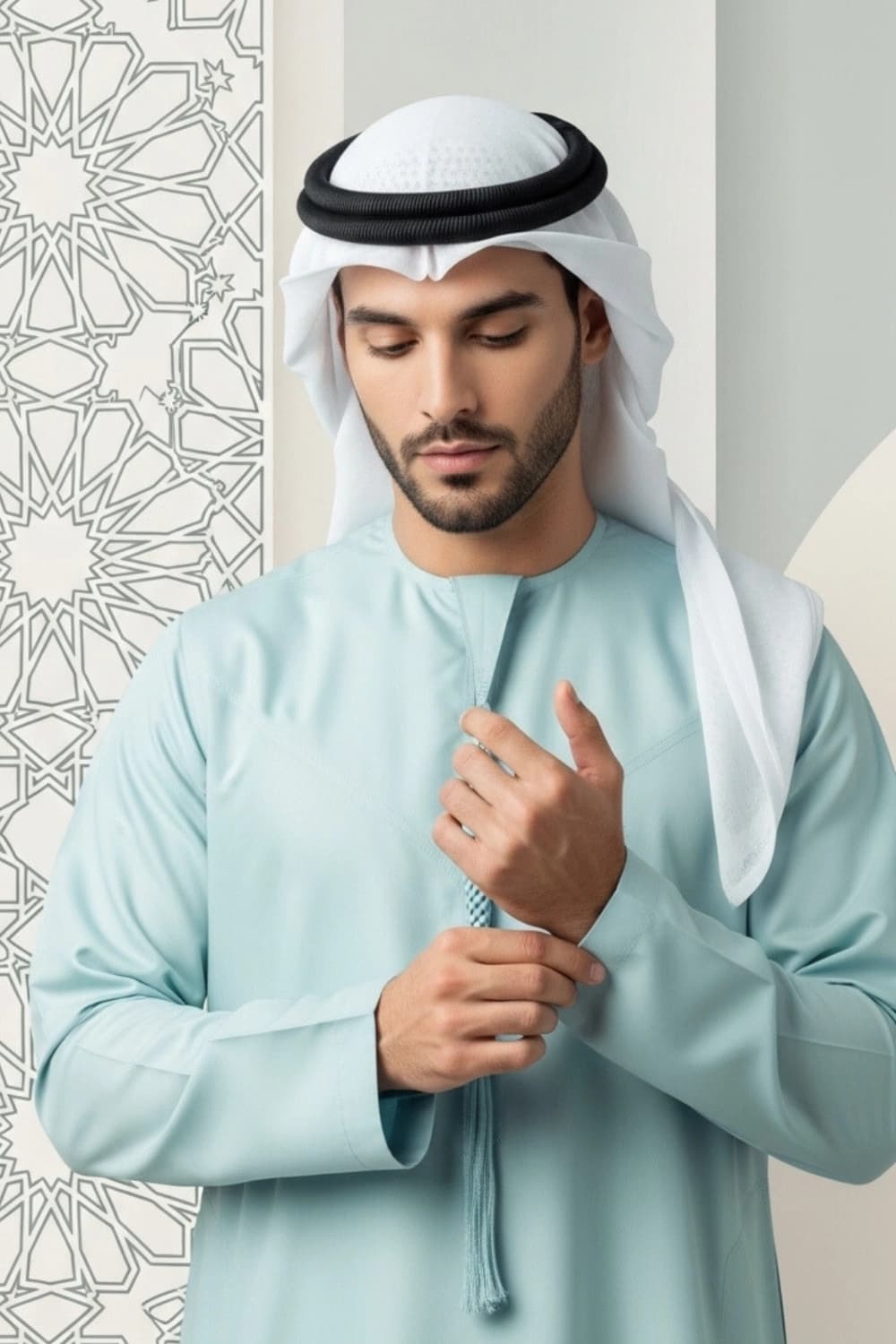 كندورة بلون زبد البحر | تصميم شباب اليولة | أجود الأقمشة - إصدار إيليت - 3