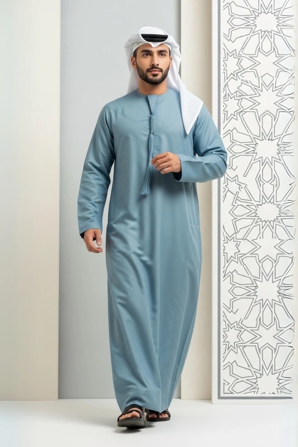 Finest Fabric Royal Navy Blue Winter Kandora | Design by Shabab al Yola - Stellar Edition - 1