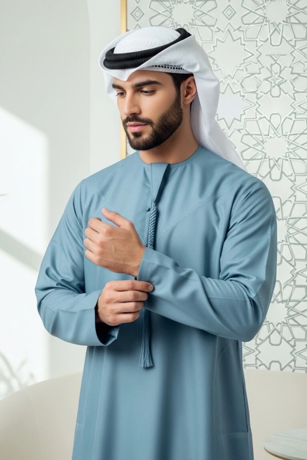 Finest Fabric Royal Navy Blue Winter Kandora | Design by Shabab al Yola - Stellar Edition - 2