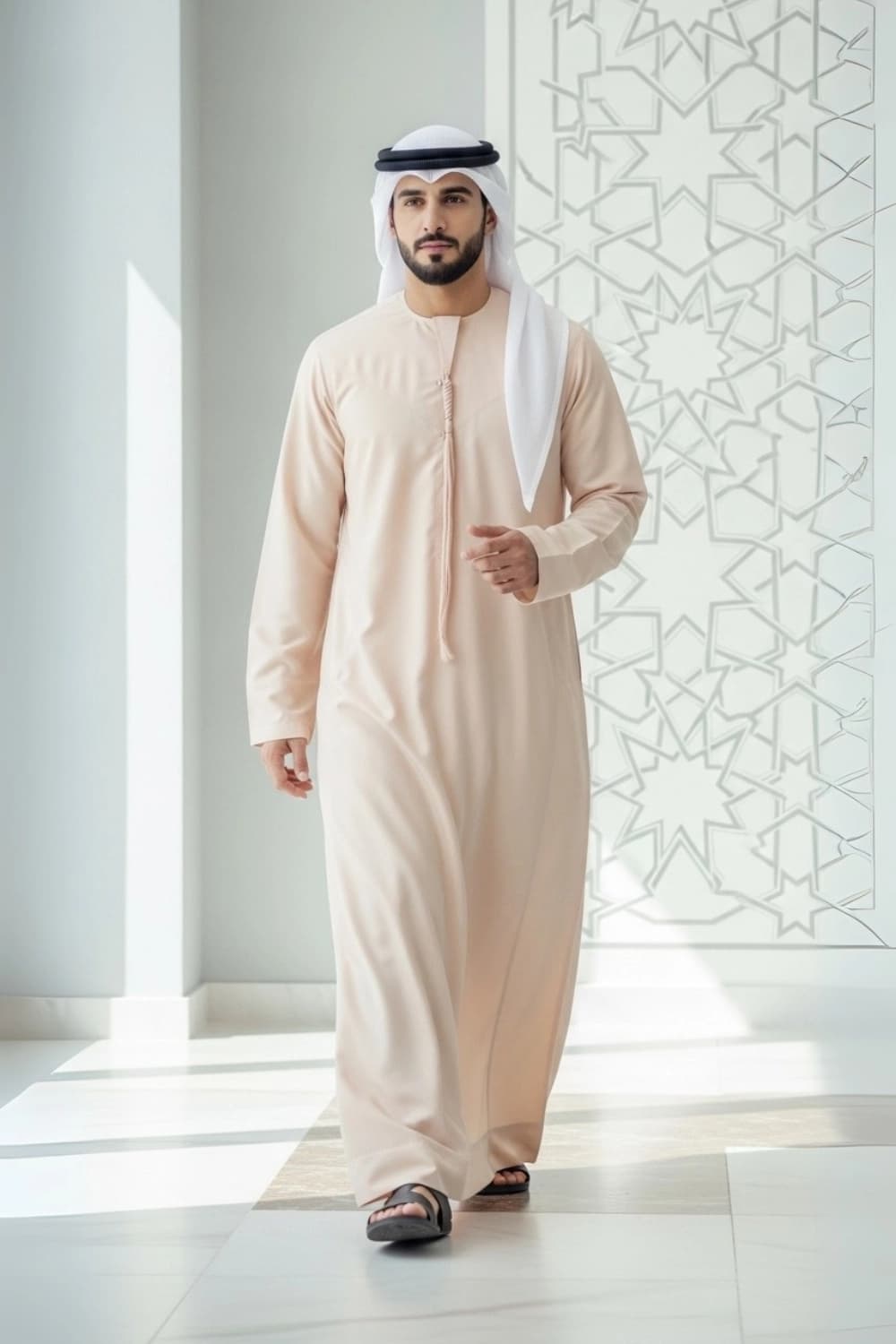 Pastel Peach Kandura | Design by Shabab al Yola | Superior Fabric - Premier Edition - 1