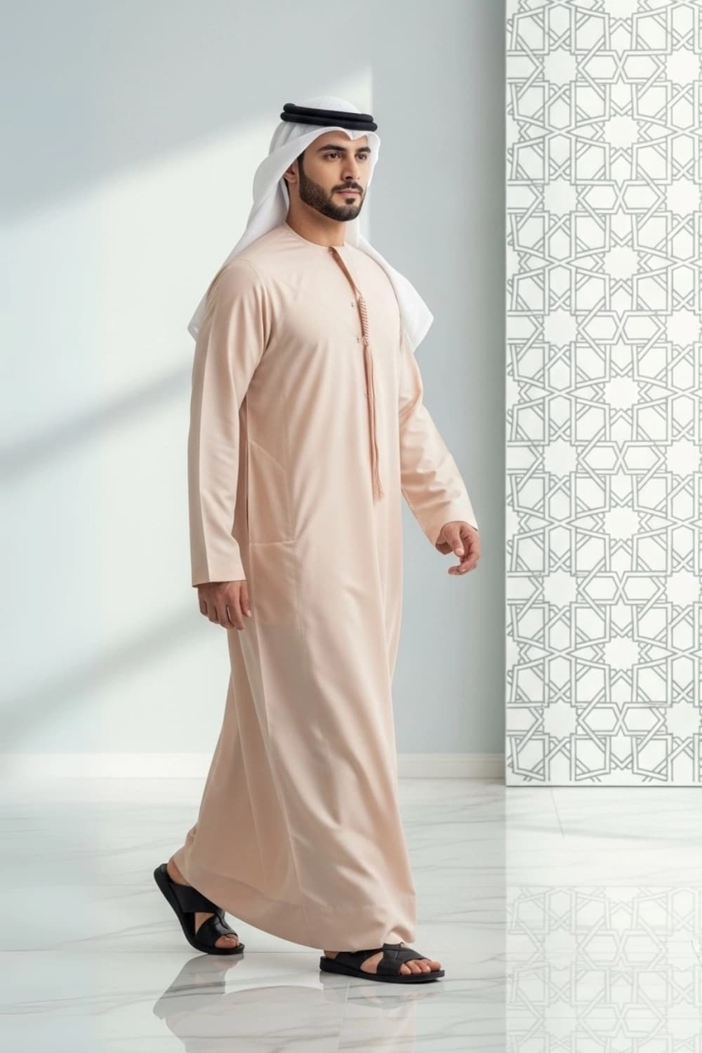 Pastel Peach Kandura | Design by Shabab al Yola | Superior Fabric - Premier Edition - 5