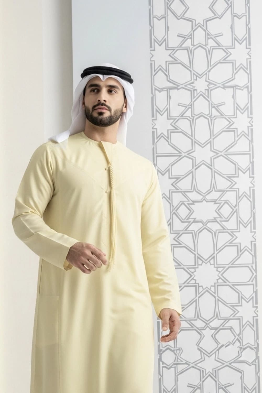 Pale Lemon Emirati Kandura | By Shabab al Yola with Premium Japan Fabric - Stellar Edition - 2