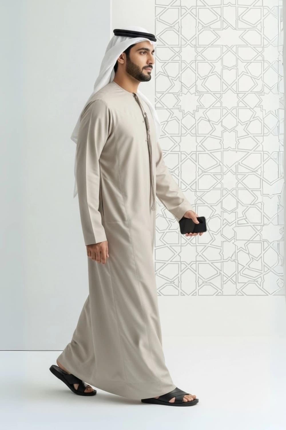 Light Beige Emirati Kandura | By Shabab al Yola with Premium Japan Fabric - Stellar Edition - 4