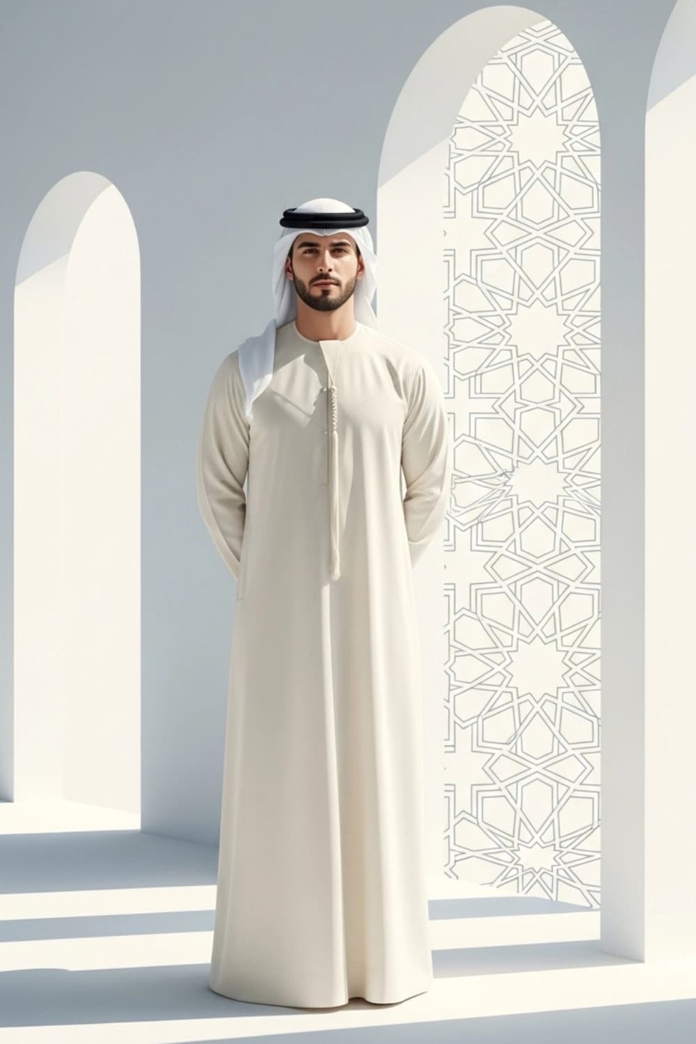 كندورة إماراتية عاجية | من شباب اليولة بقماش ياباني فاخر - إصدار ستيلا - 4