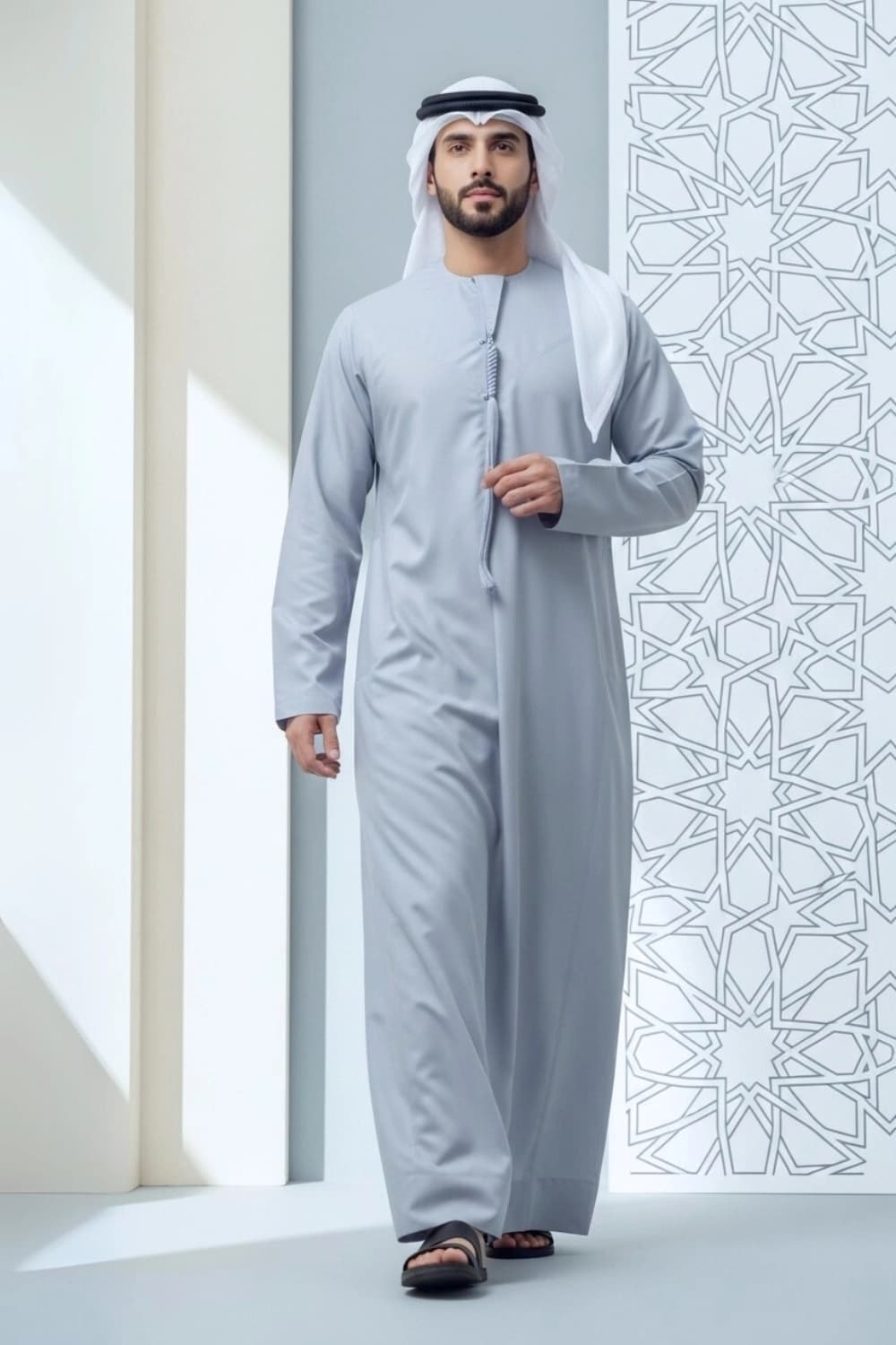 كندورة إماراتية رمادية | من شباب اليولة بقماش ياباني فاخر - إصدار ستيلا - 1
