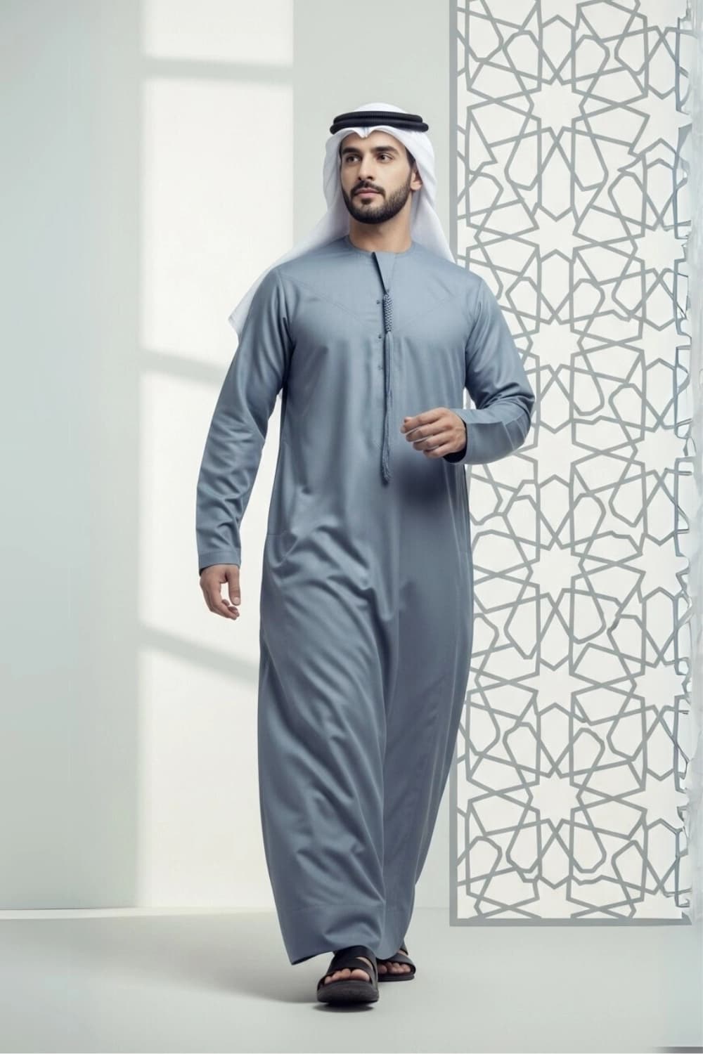 كندورة إماراتية بلون أزرق معدني | من شباب اليولة بقماش ياباني فاخر - إصدار ستيلا - 1