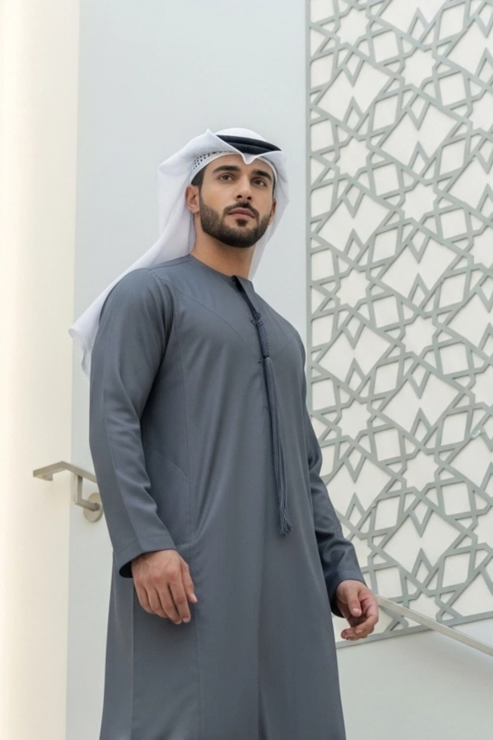 Charcoal Grey Emirati Kandura | By Shabab al Yola with Premium Japan Fabric - Stellar Edition - 2