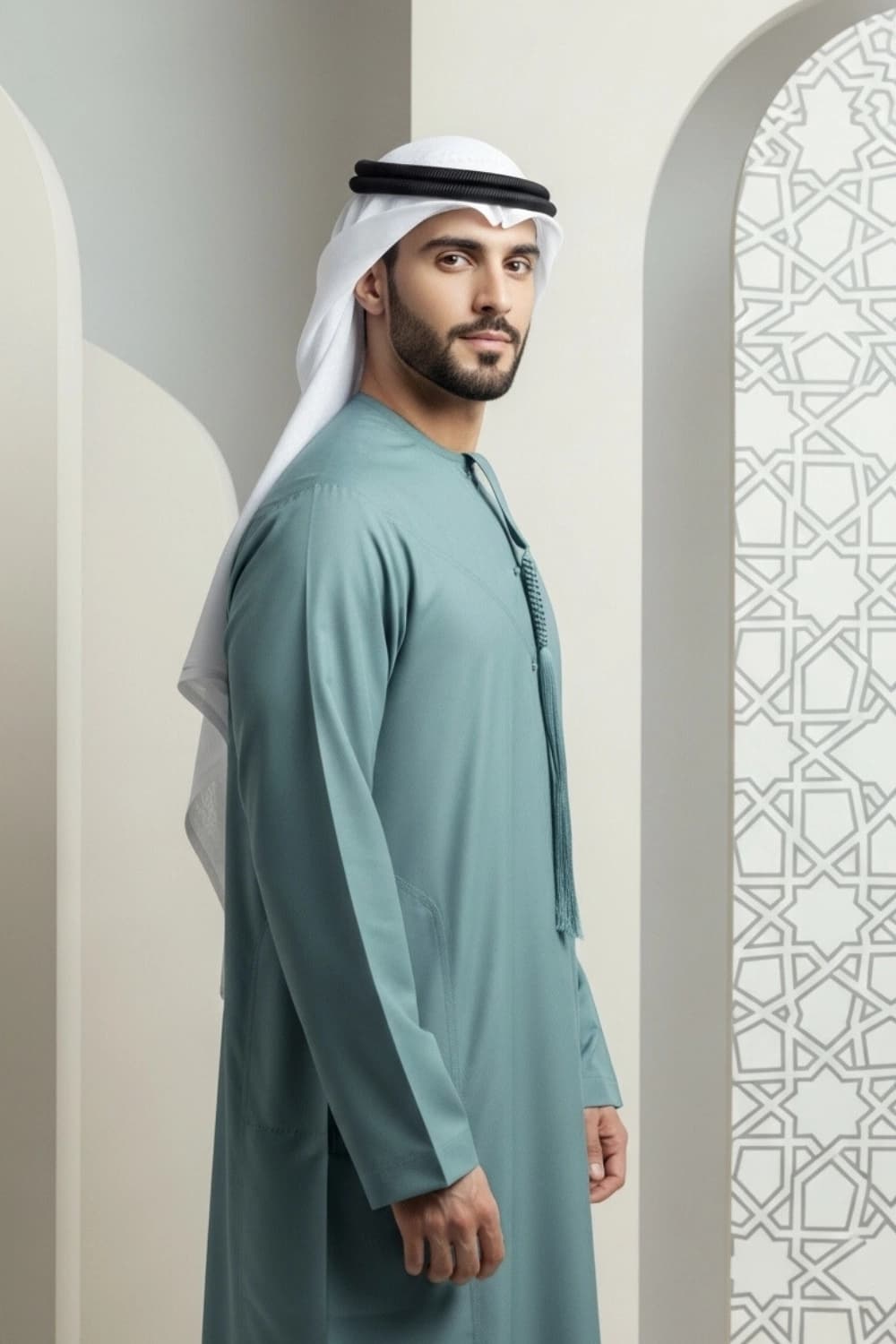 Teal Mist Emirati Kandura | By Shabab al Yola with Premium Japan Fabric - Stellar Edition - 2