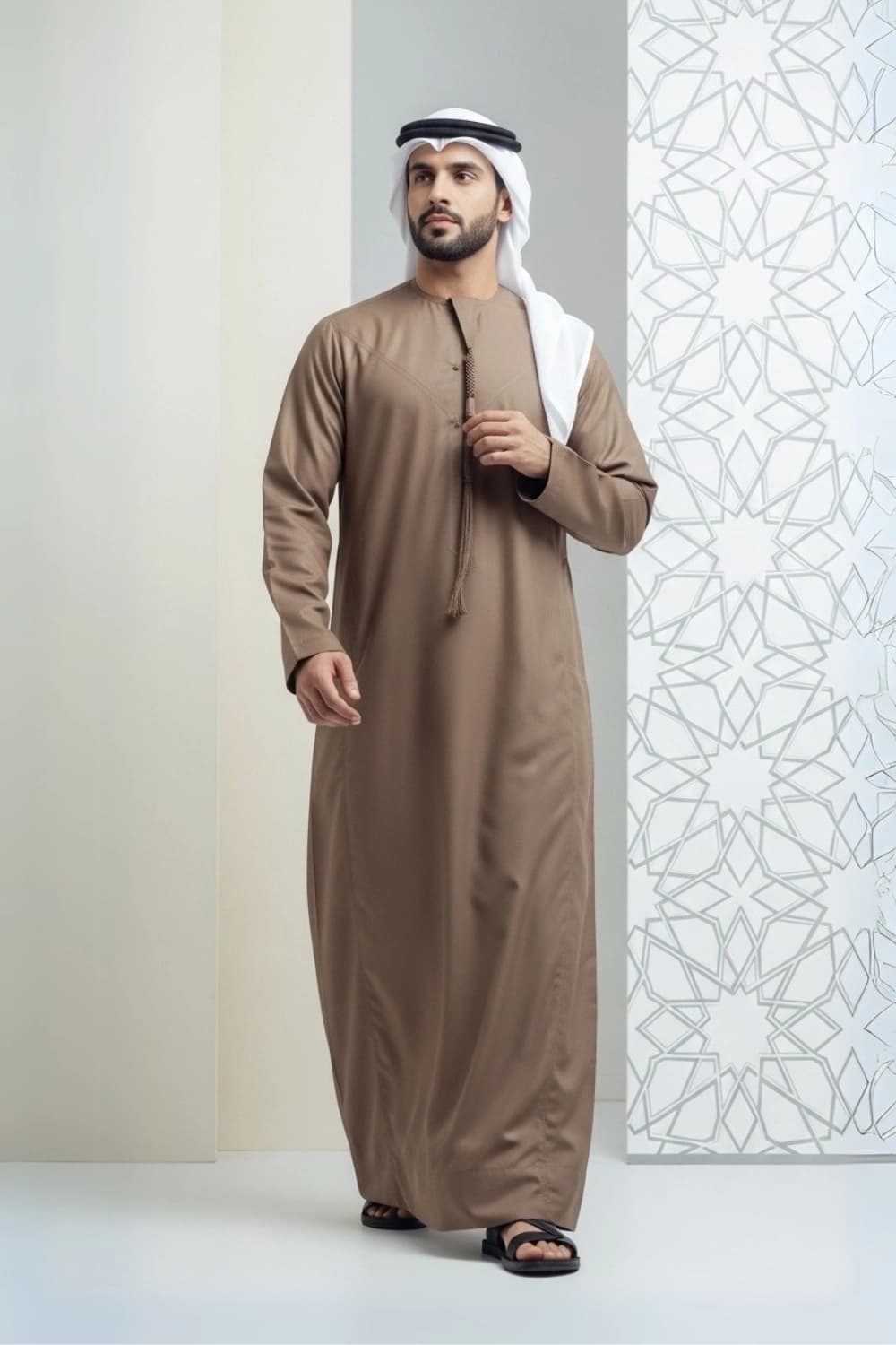 Finest Fabric Royal Brown Kandora | Design by Shabab al Yola - Premier Edition - 1