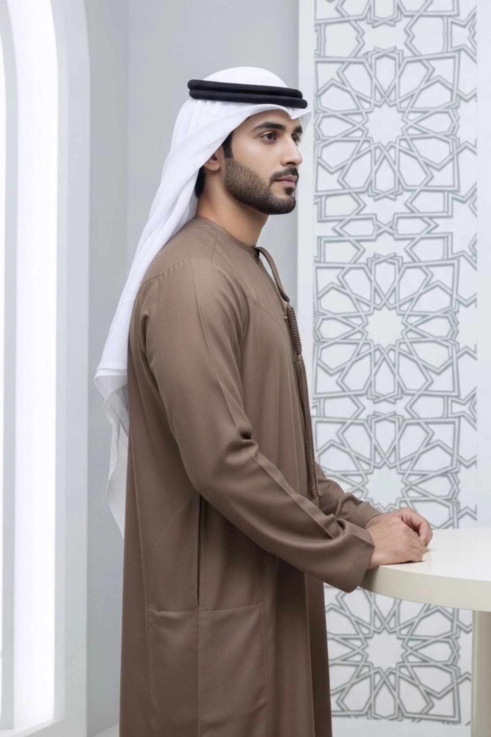 Finest Fabric Royal Brown Kandora | Design by Shabab al Yola - Premier Edition - 2