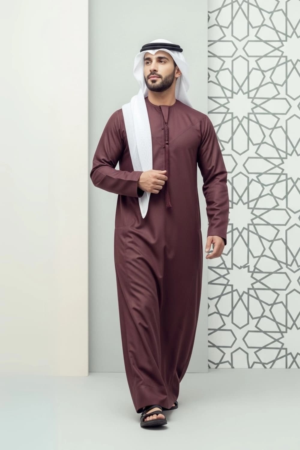 MAROON - Kandura | Design by Shabab al Yola | Superior Fabric - Premier Edition - 1