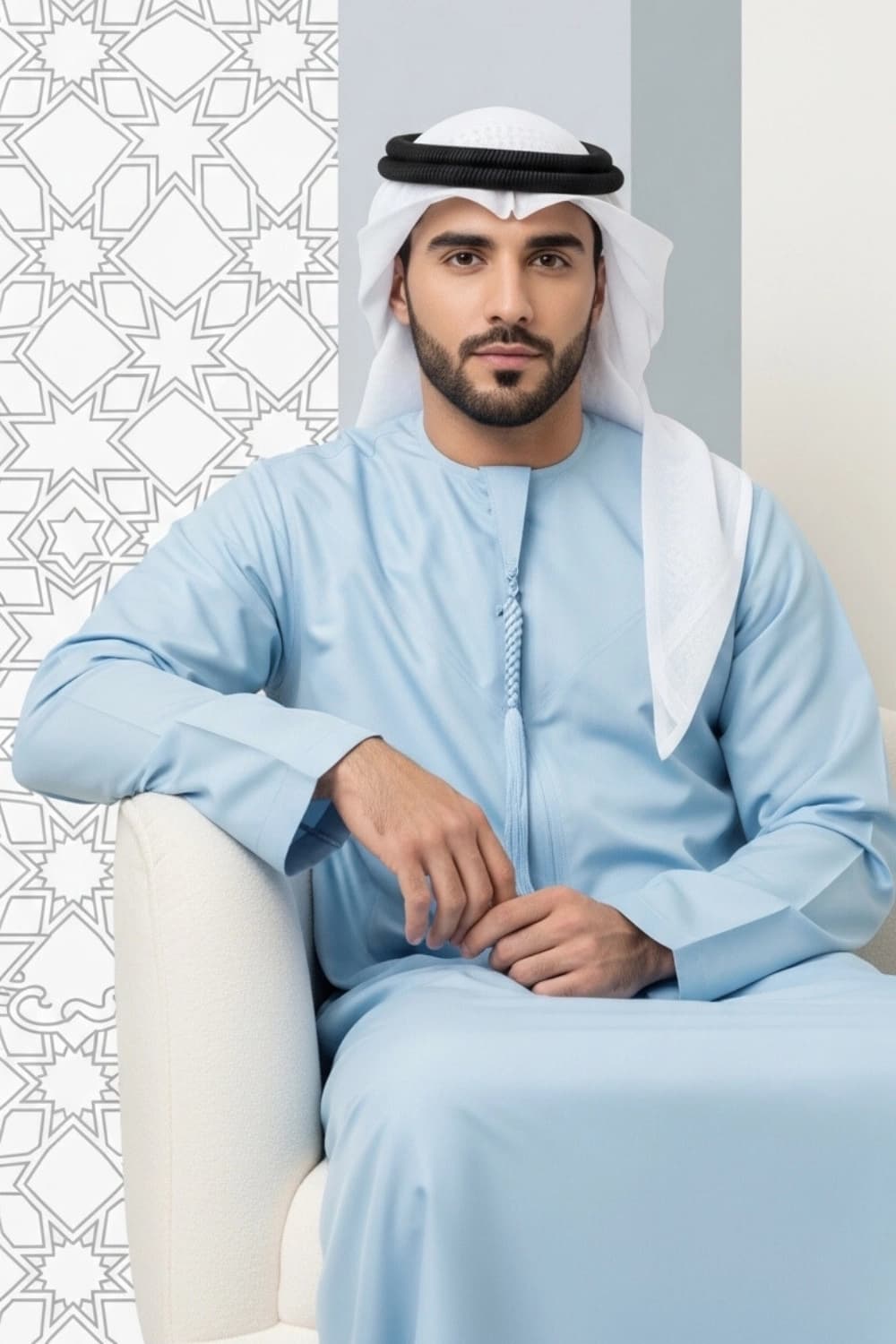 Sky Blue Kandura | Design by Shabab al Yola | Finest Fabric - Elite Edition - 2