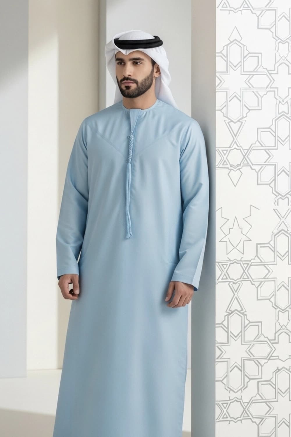 Sky Blue Kandura | Design by Shabab al Yola | Finest Fabric - Elite Edition - 3