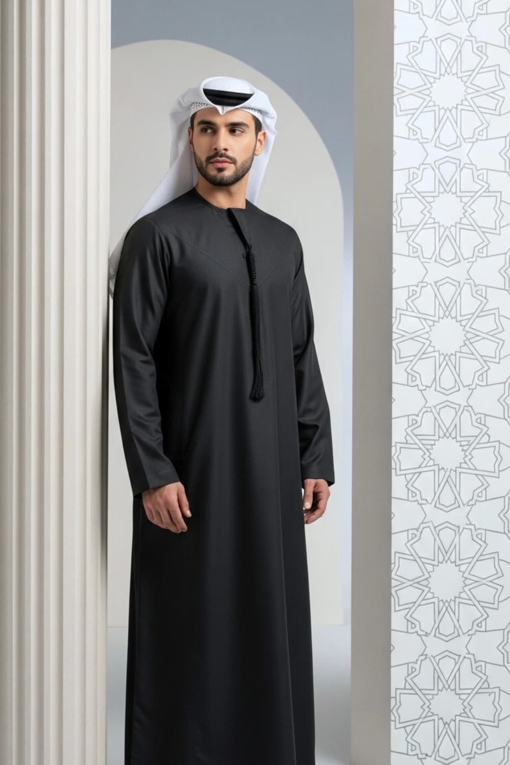 Black Winter Emirati Kandura | By Shabab al Yola with Premium Japan Fabric - Stellar Edition - 2