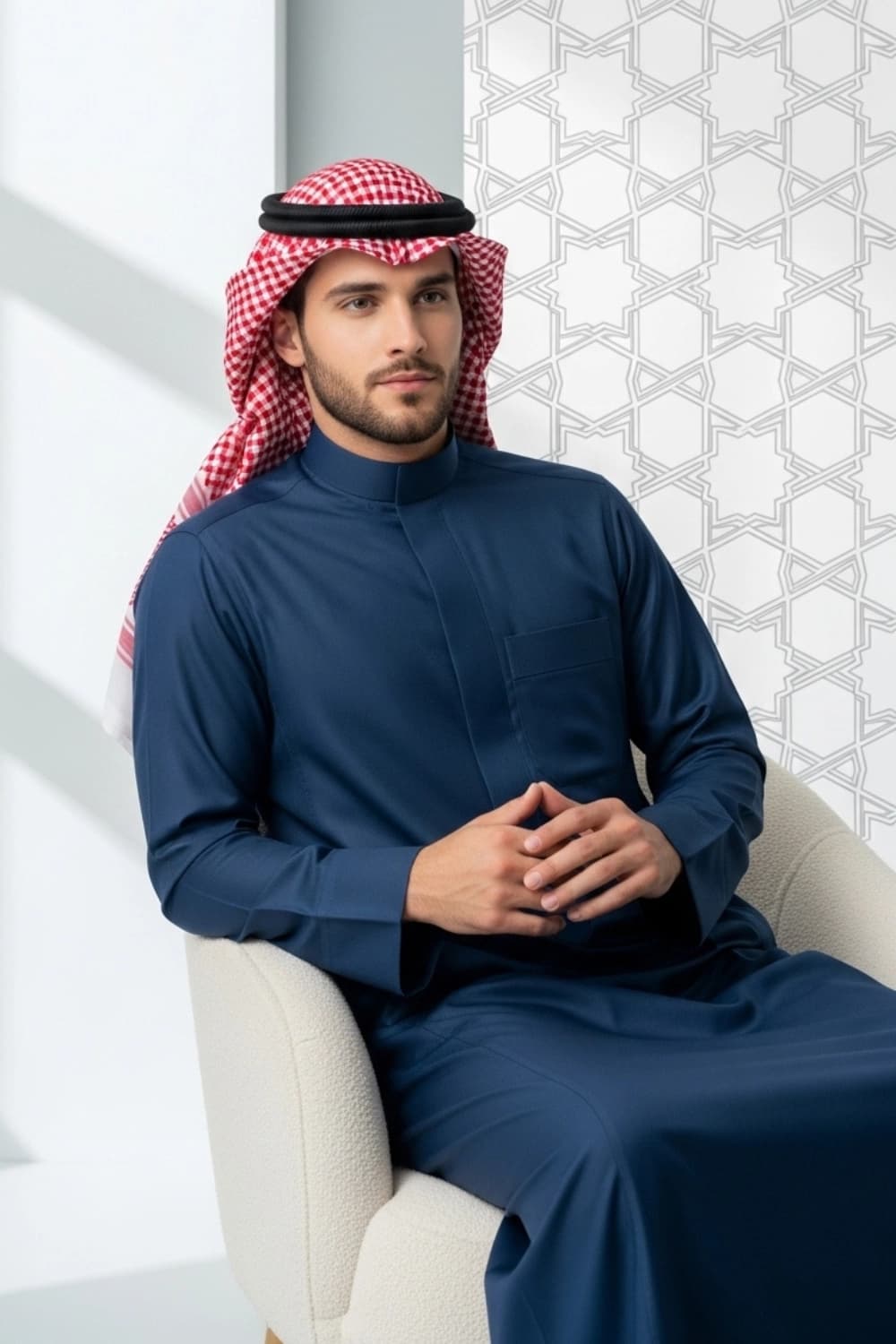 ثوب بلون أزرق ليلي | تصميم شباب اليولة | أجود الأقمشة - إصدار إيليت - 3