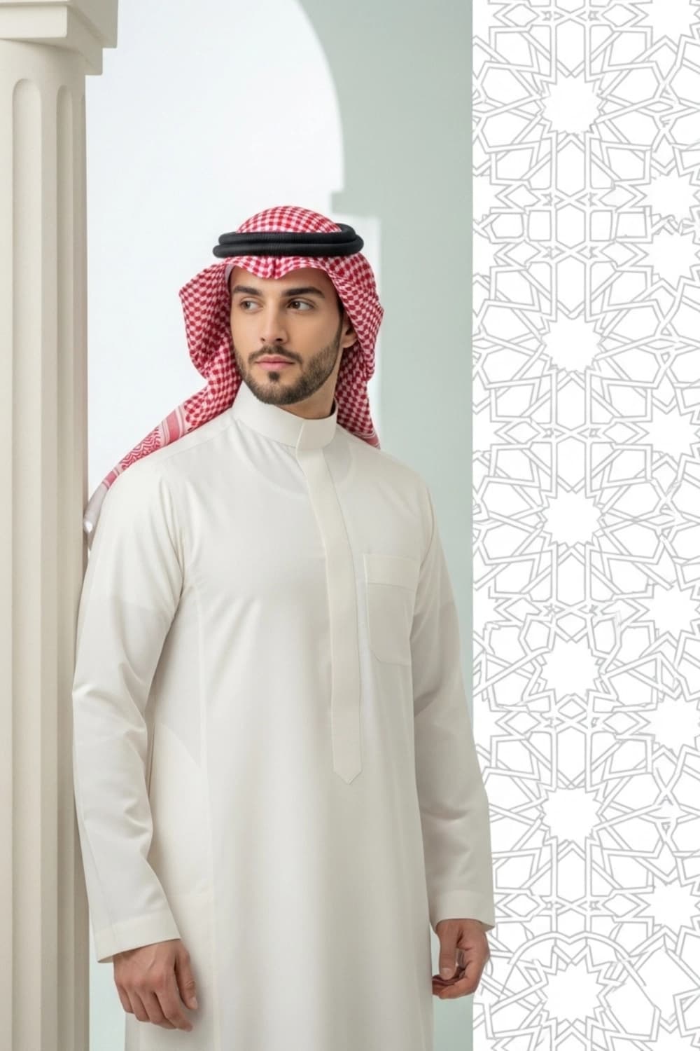 Cream Saudi Thobe | By Shabab al Yola with Premium Japan Fabric - Stellar Edition - 3