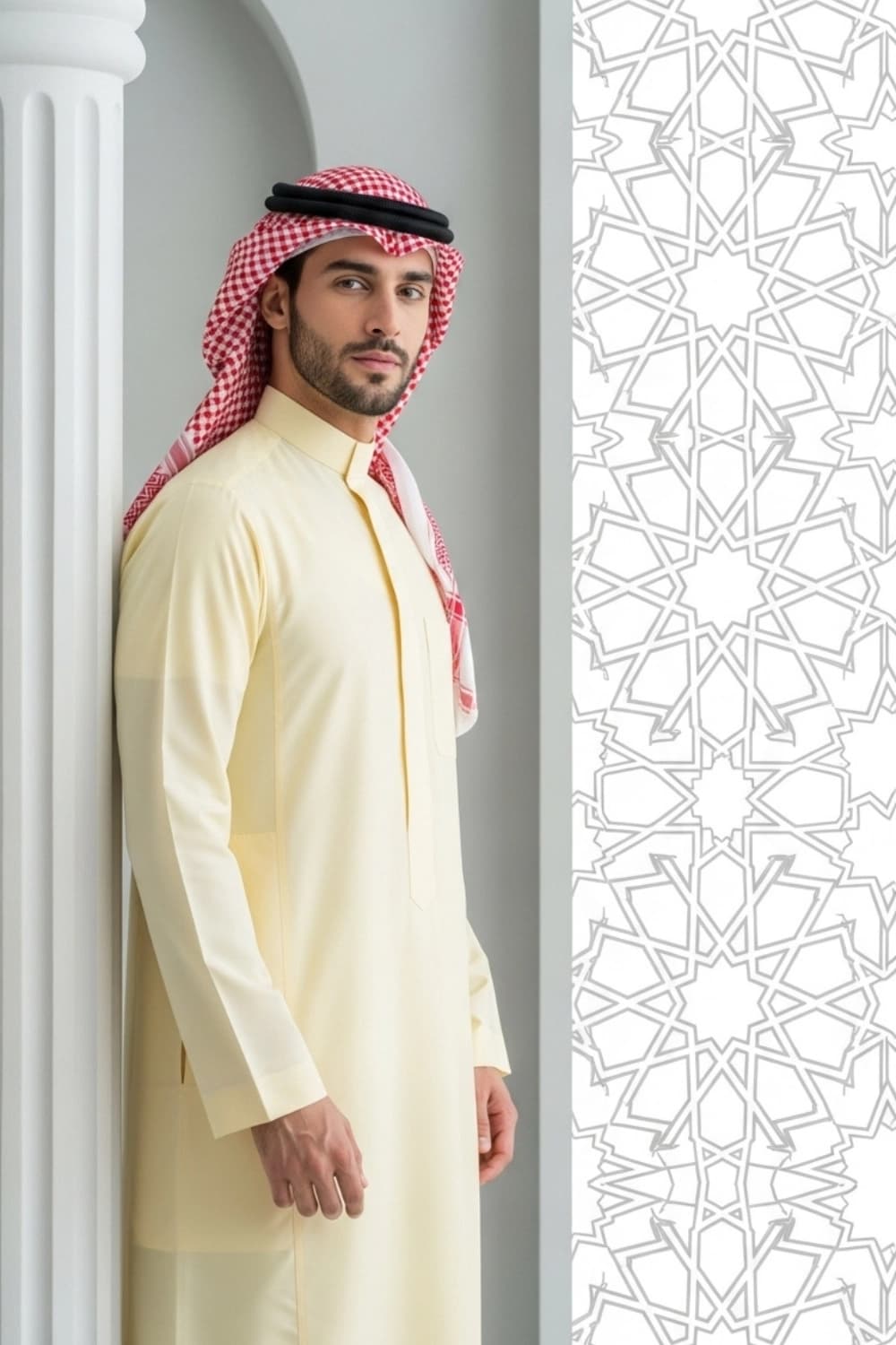 Pale Lemon Saudi Thobe | Design by Shabab al Yola | Finest Fabric - Elite Edition - 5