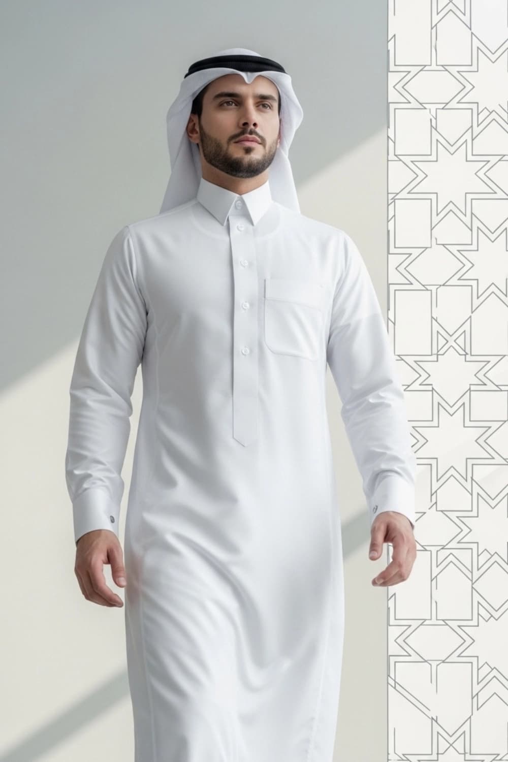 ثوب قطري أبيض | اختبر الأناقة مع شباب اليولة - إصدار إيليت - 3